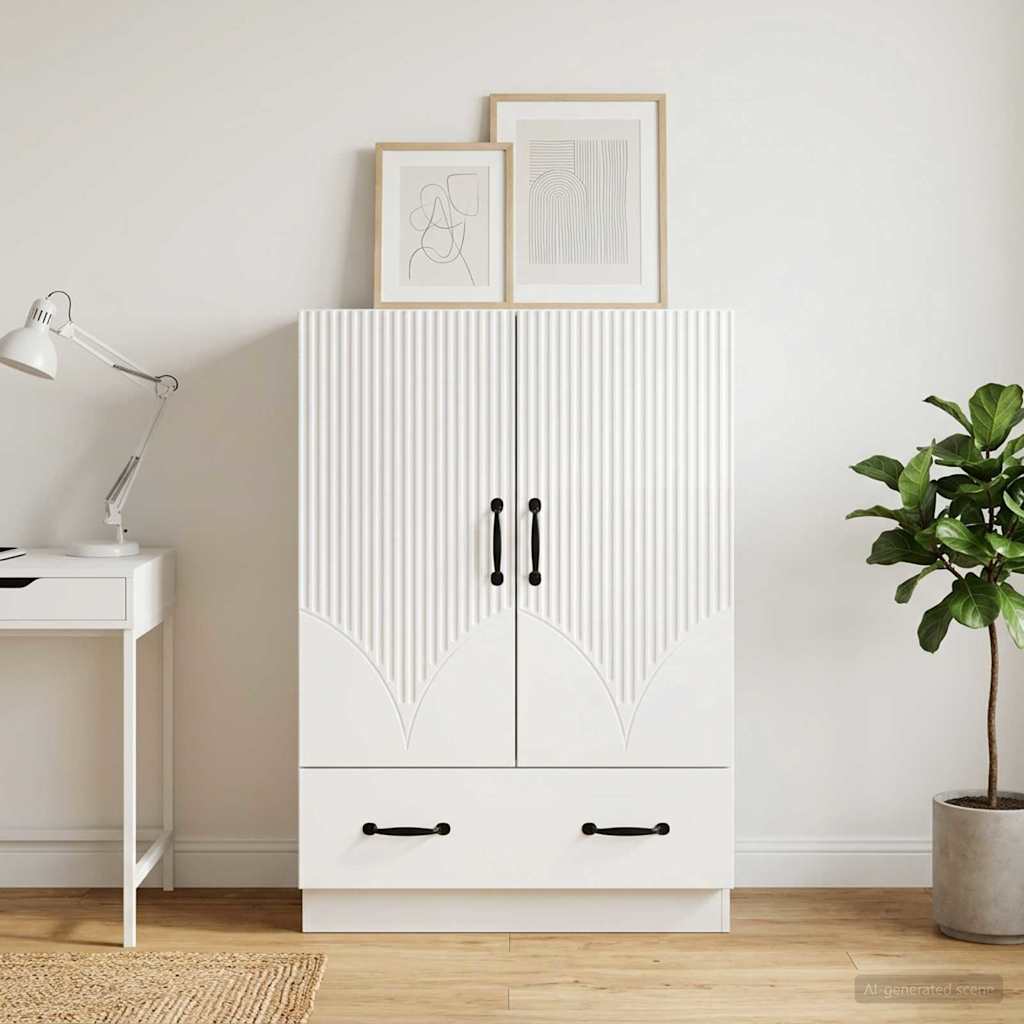 Dressoir met lade Hoogglans Wit 66 x 34,5 x 92 cm Bewerkt hout is nu te koop bij PeponiXL, paradijselijk wonen!