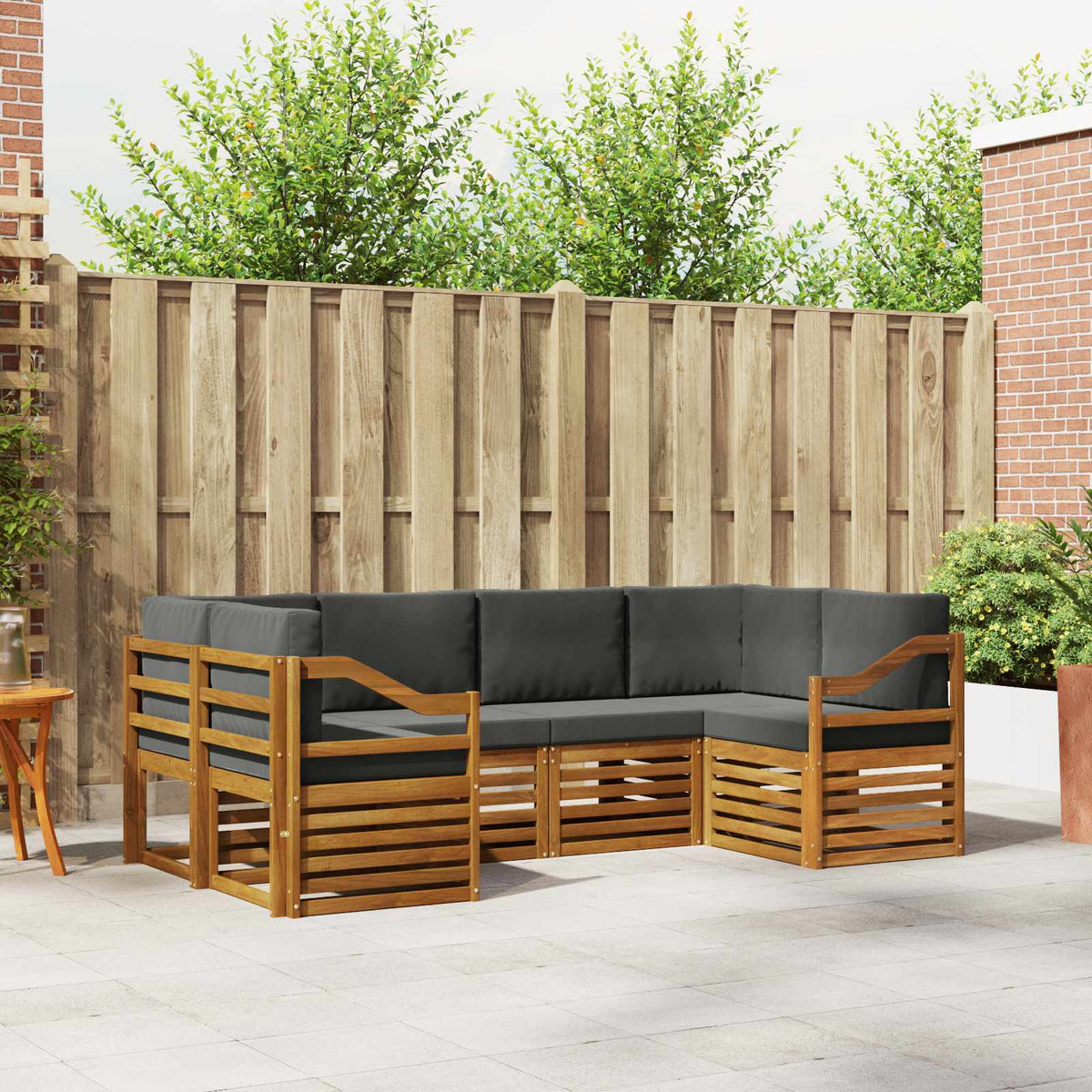 Hoekbank Set met kussen 6 pcs Natuurlijk en Antraciet is nu te koop bij PeponiXL, paradijselijk wonen!