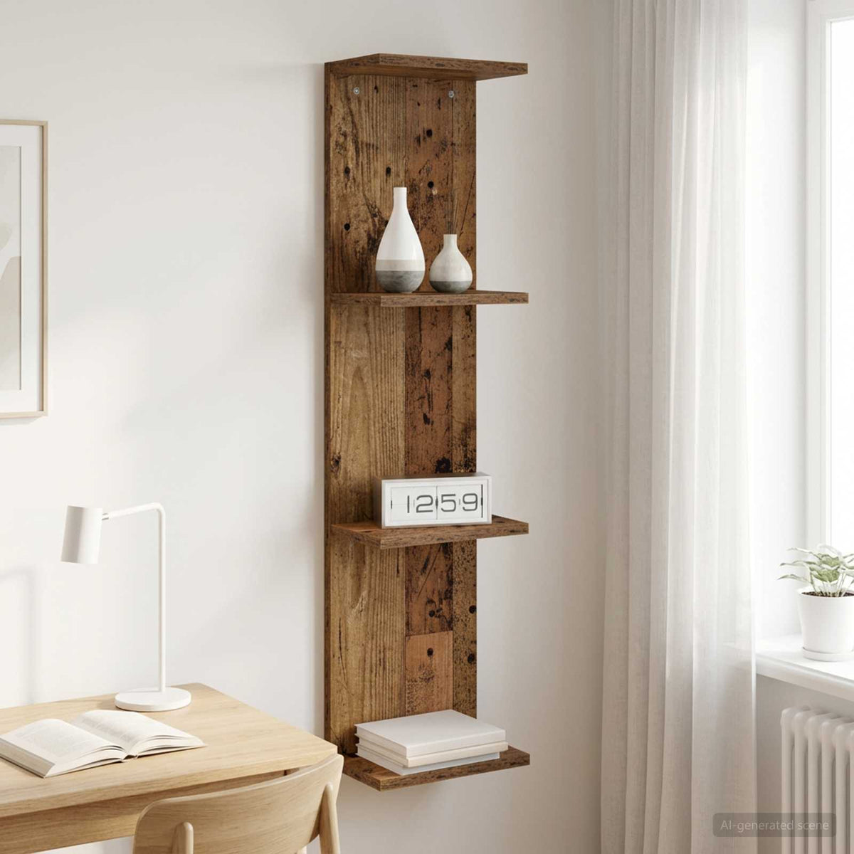 Wandplank Oud hout 25 x 15 x 100 cm Bewerkt hout is nu te koop bij PeponiXL, paradijselijk wonen!