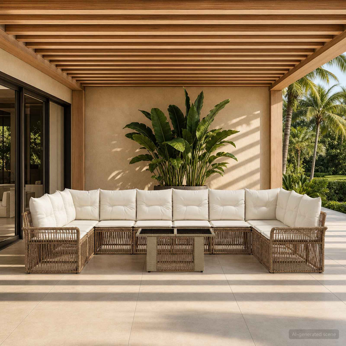 Tuinbankenset 11 st Beige en Crème Wit poly rattan is nu te koop bij PeponiXL, paradijselijk wonen!