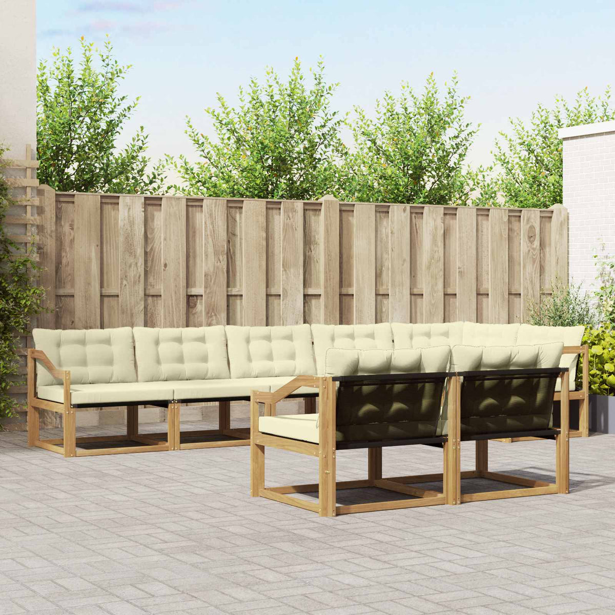 Buiten bankenset met kussen 8 pcs Wit en crèmekleurig is nu te koop bij PeponiXL, paradijselijk wonen!