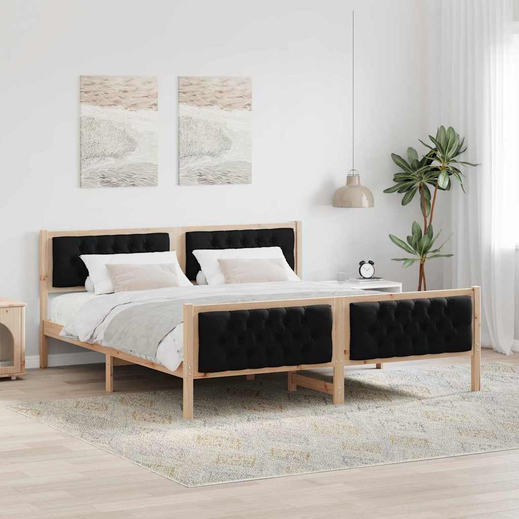 Bedframe met hoofdeinde Zwart 180 x 200 cm Massief grenenhout is nu te koop bij PeponiXL, paradijselijk wonen!