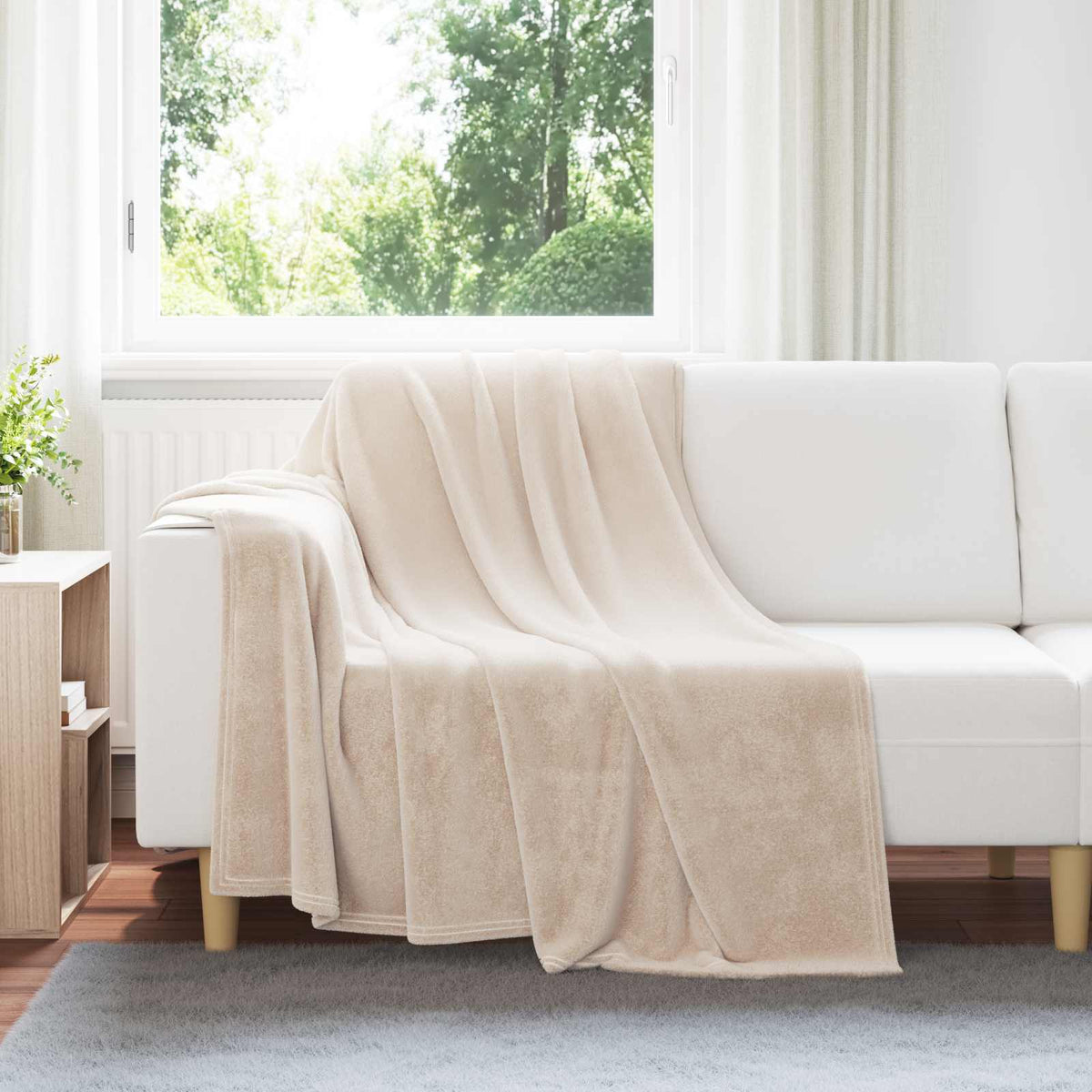 Gooi Deken Beige 150 x 200 cm Fleece is nu te koop bij PeponiXL, paradijselijk wonen!