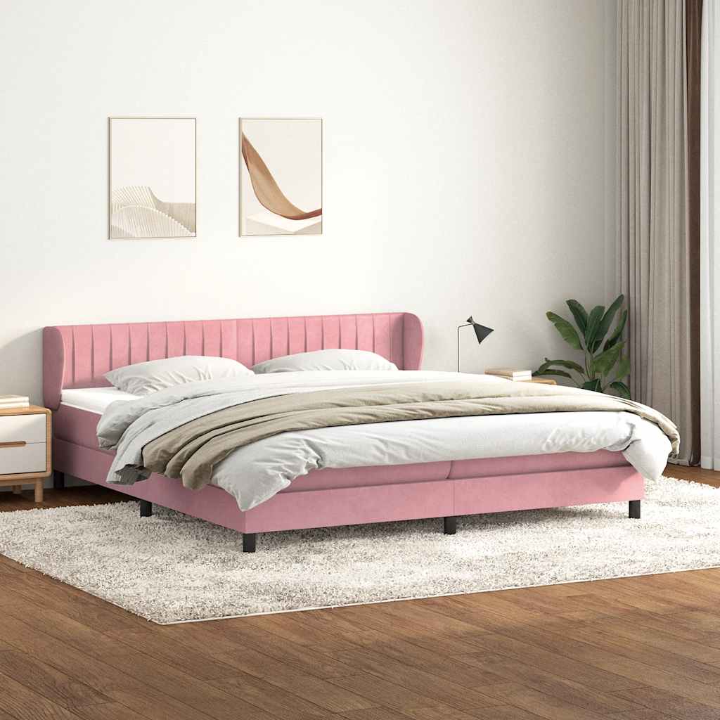 Boxspring met matrassen fluweel roze 180x210 cm is nu te koop bij PeponiXL, paradijselijk wonen!
