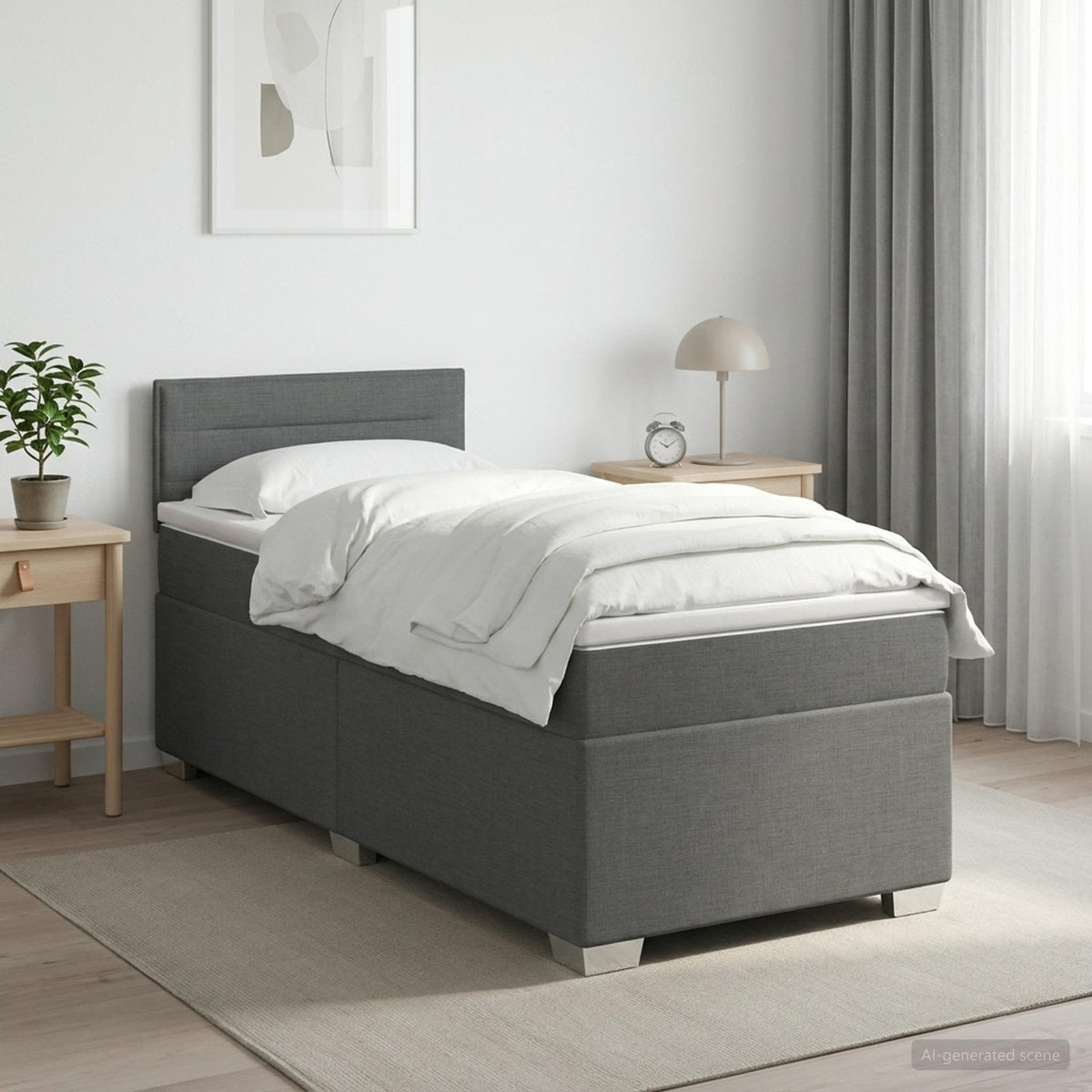Boxspringbed met matras Donkergrijs 90 x 200 cm Stof is nu te koop bij PeponiXL, paradijselijk wonen!
