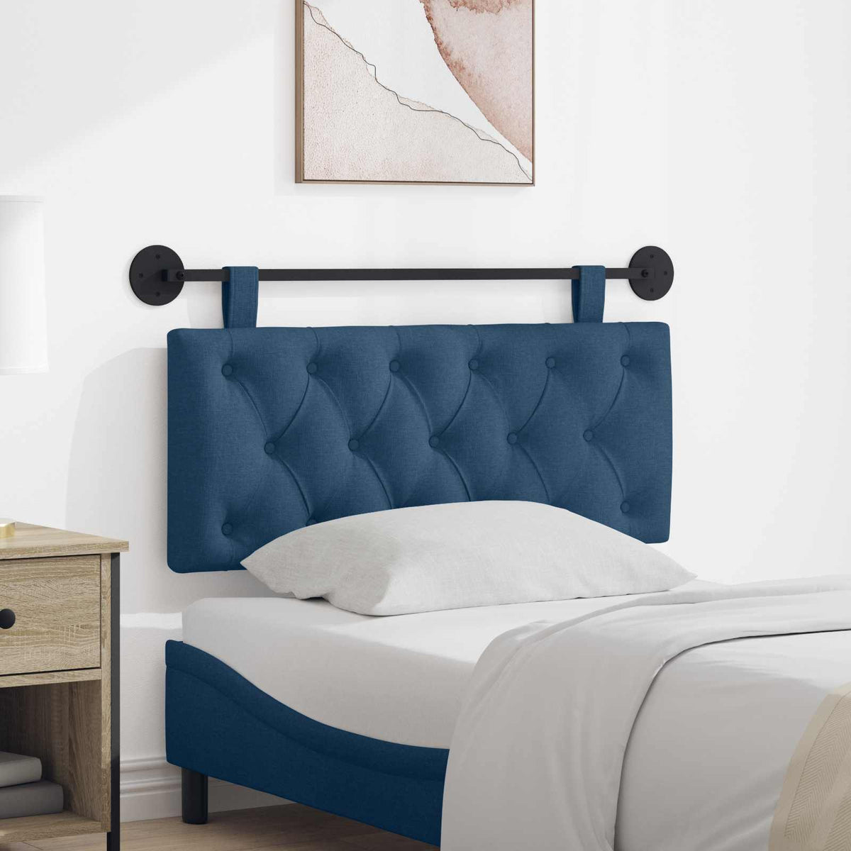 Hangend hoofdbord Blauw Stof is nu te koop bij PeponiXL, paradijselijk wonen!
