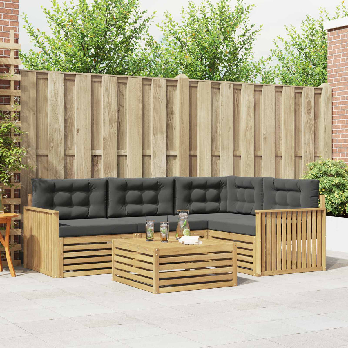 Buiten bankenset 5 pcs Wit en antracietkleurig 79 x 79 x 37 cm is nu te koop bij PeponiXL, paradijselijk wonen!