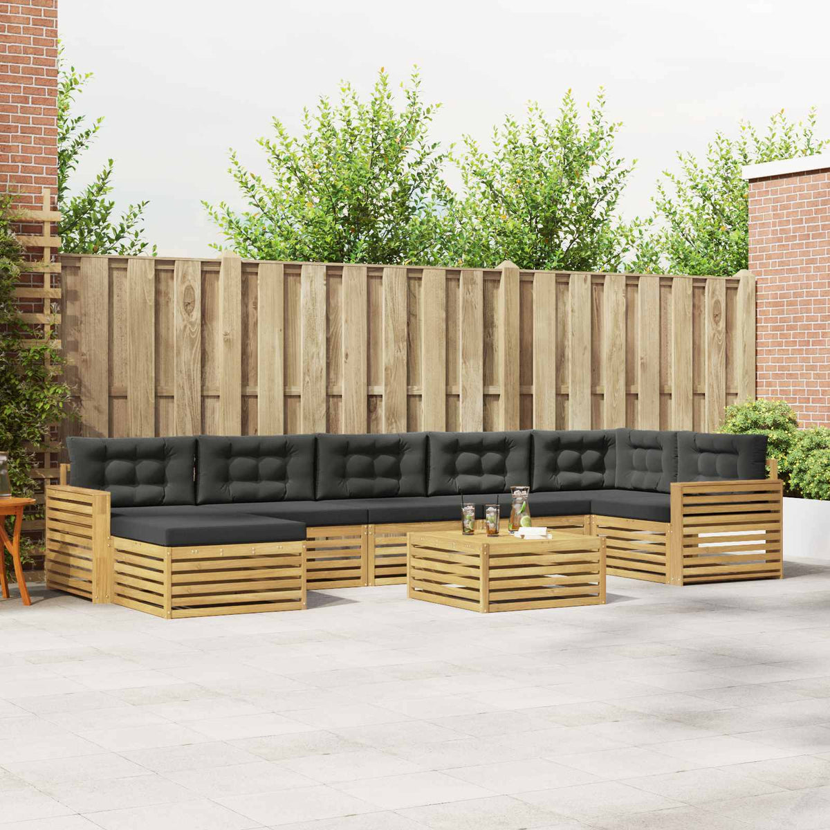 Buiten bankenset met kussen 8 pcs Wit en antracietkleurig is nu te koop bij PeponiXL, paradijselijk wonen!