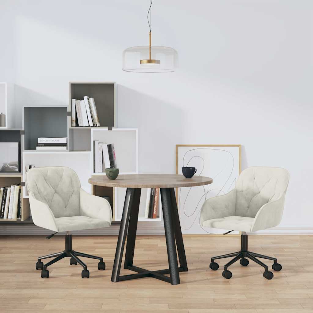Eetkamerstoelen draaibaar 2 st fluweel crèmekleurig is nu te koop bij PeponiXL, paradijselijk wonen!