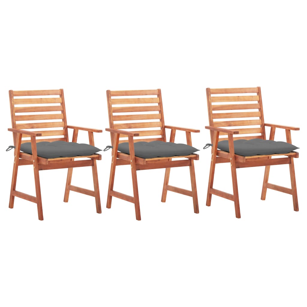 Tuinstoelen 3 st met kussens massief acaciahout is nu te koop bij PeponiXL, paradijselijk wonen!