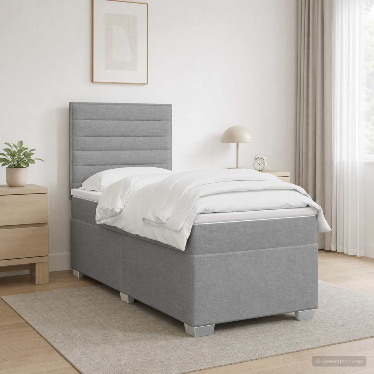 Boxspringbed met matras Lichtgrijs 80 x 200 cm Stof is nu te koop bij PeponiXL, paradijselijk wonen!