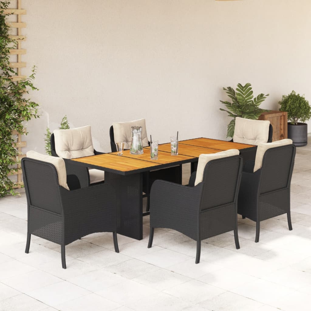 7-delige Tuinset met kussens poly rattan zwart is nu te koop bij PeponiXL, paradijselijk wonen!