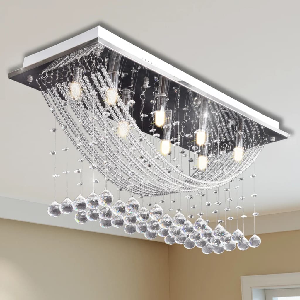 Plafondlamp met glinsterende glas kristallen kralen 8xG9 29 cm is nu te koop bij PeponiXL, paradijselijk wonen!