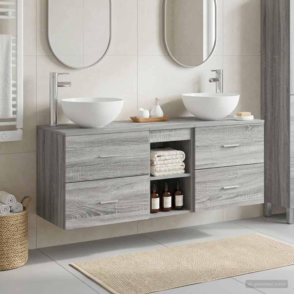 Badkamerkastenset 3 st Grijs Sonoma 49,5 x 41 x 64,5 cm is nu te koop bij PeponiXL, paradijselijk wonen!