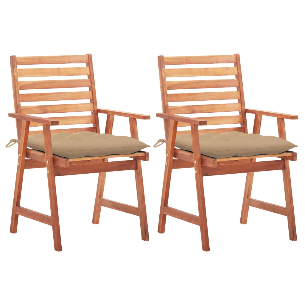 Tuinstoelen 2 st met kussens massief acaciahout is nu te koop bij PeponiXL, paradijselijk wonen!