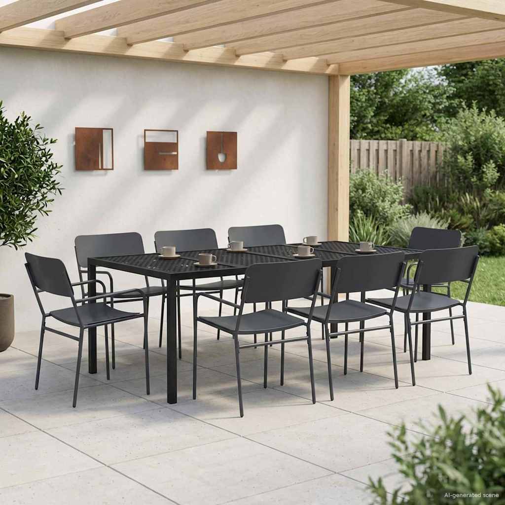 Buitenmeubelset 9 st Antracietkleurig Staal is nu te koop bij PeponiXL, paradijselijk wonen!