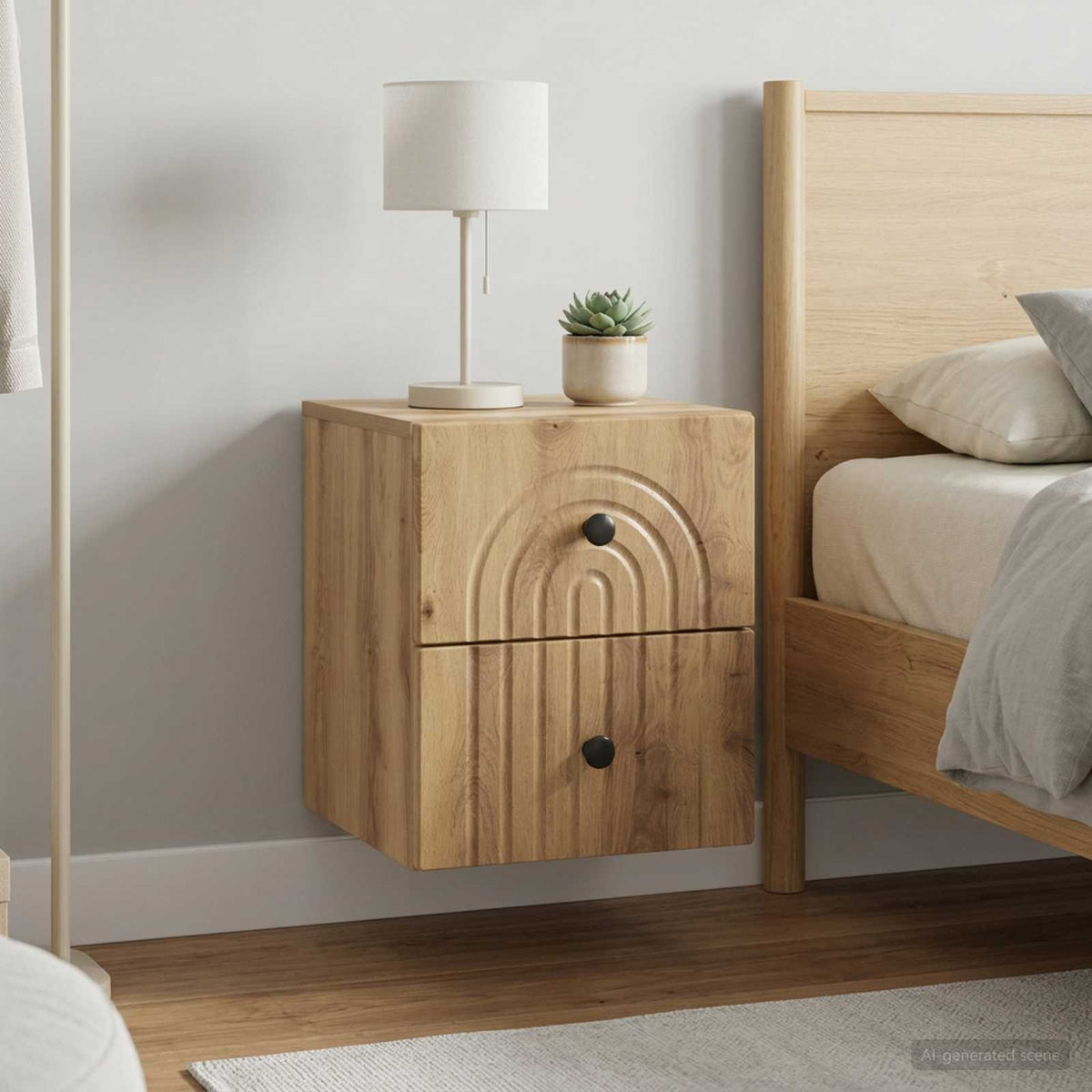 Wandbeugel Bedkast 2 pcs Artisanaal eiken 33 x 34,5 x 40 cm is nu te koop bij PeponiXL, paradijselijk wonen!