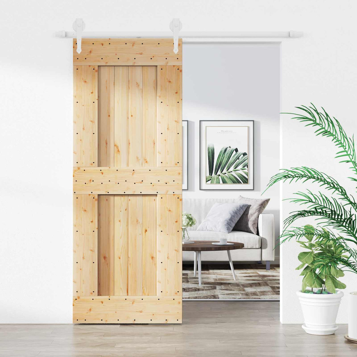 Schuifdeur Natuurlijk en Wit 80 x 210 cm Massief Grenenhout is nu te koop bij PeponiXL, paradijselijk wonen!