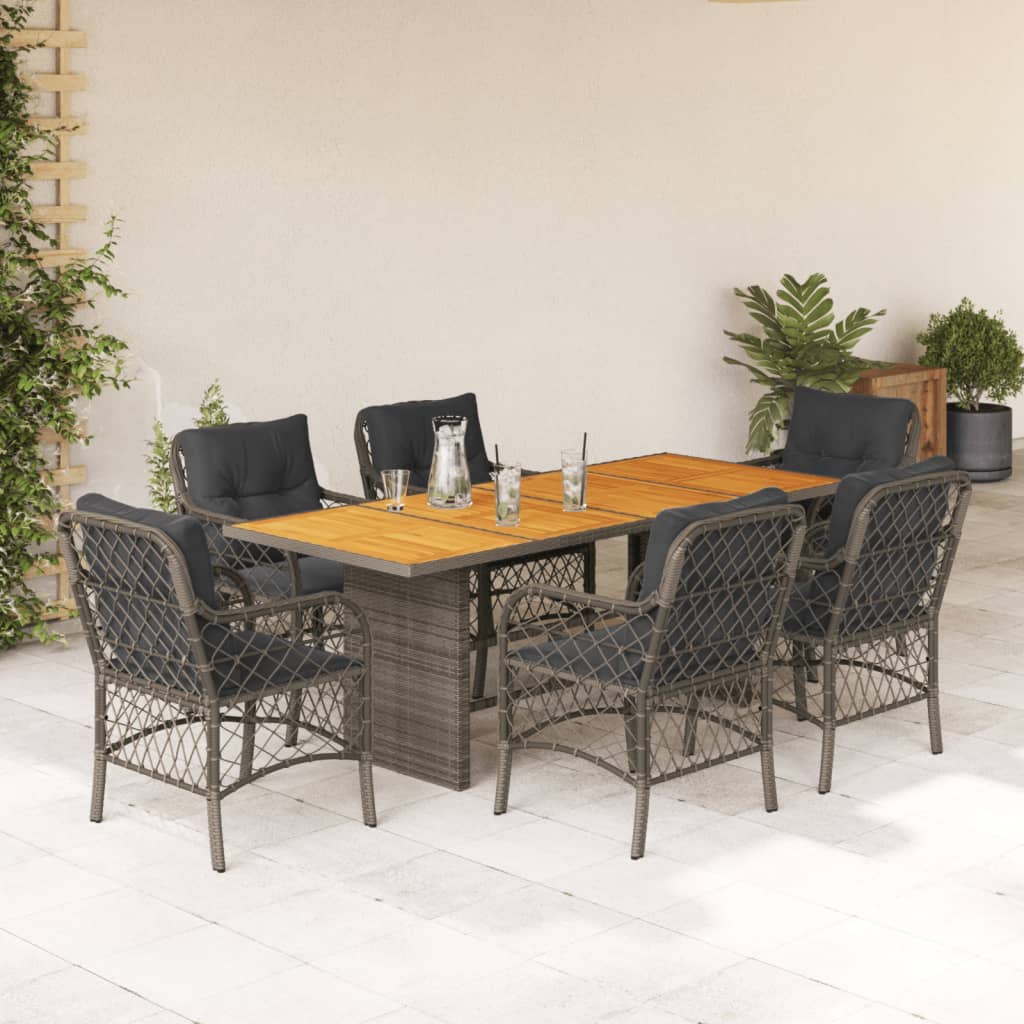 7-delige Tuinset met kussens poly rattan grijs is nu te koop bij PeponiXL, paradijselijk wonen!