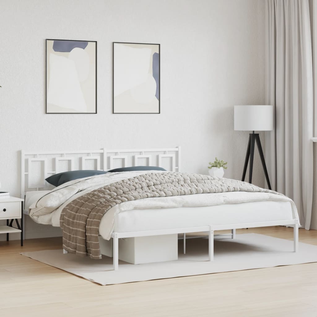 Bedframe met hoofdbord metaal wit 183x213 cm is nu te koop bij PeponiXL, paradijselijk wonen!