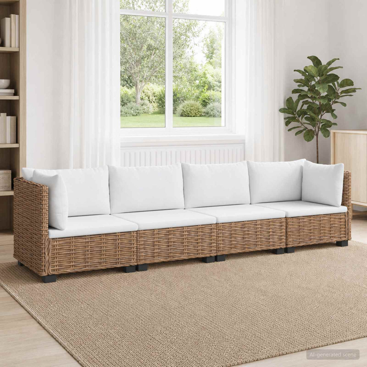 4 st Rieten Loungeset met Kussens GENDT Natuurlijk rattan is nu te koop bij PeponiXL, paradijselijk wonen!