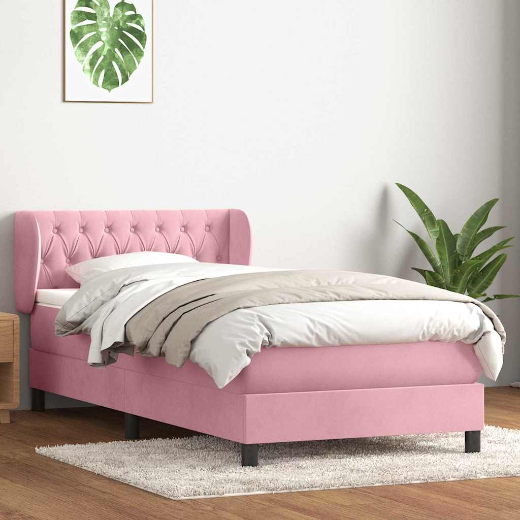 Boxspring met matras fluweel roze 90x210 cm is nu te koop bij PeponiXL, paradijselijk wonen!