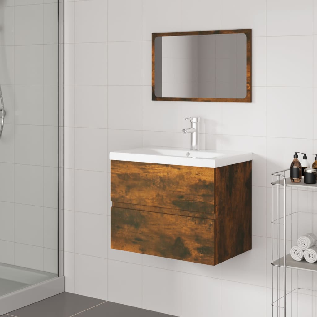 Badkamermeubelset bewerkt hout gerookt eikenkleurig is nu te koop bij PeponiXL, paradijselijk wonen!