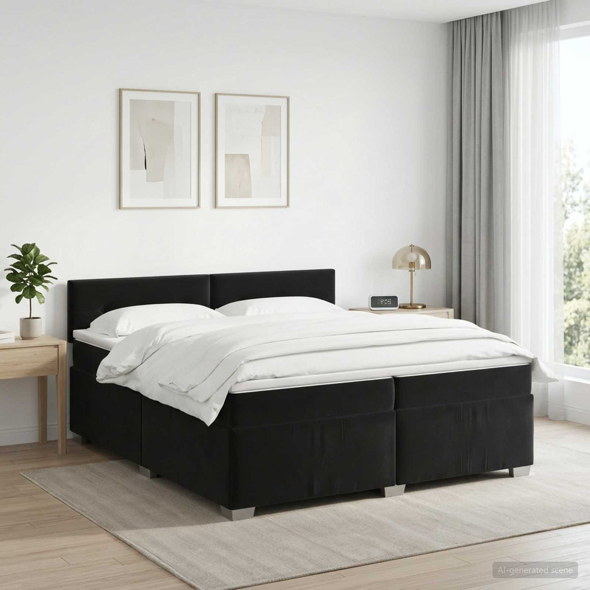 Boxspringbed met matras Zwart 200 x 200 cm Fluweel is nu te koop bij PeponiXL, paradijselijk wonen!