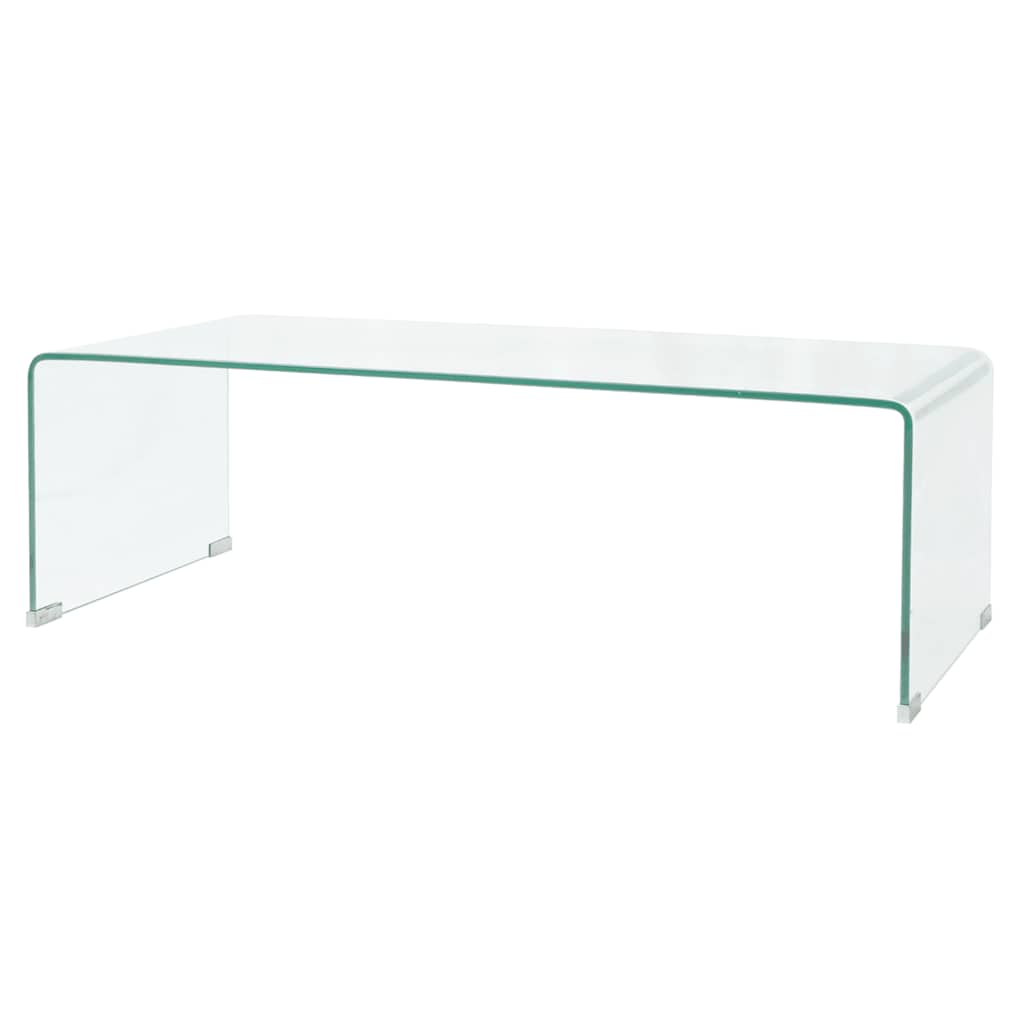 Salontafel 98x45x30 cm gehard glas transparant is nu te koop bij PeponiXL, paradijselijk wonen!