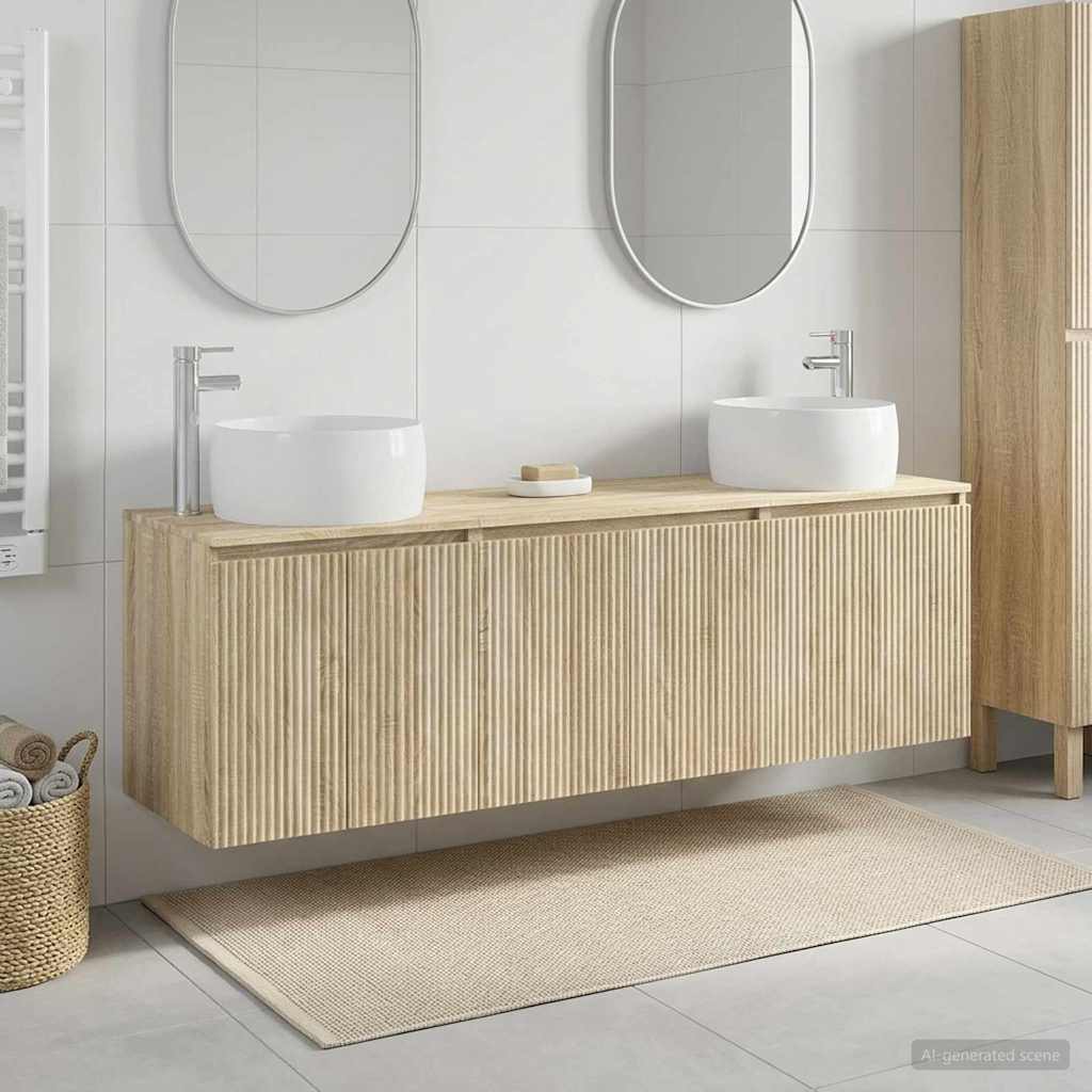 Badkamerkastenset 3 st Sonoma Eiken 49,5 x 44,5 x 66 cm is nu te koop bij PeponiXL, paradijselijk wonen!