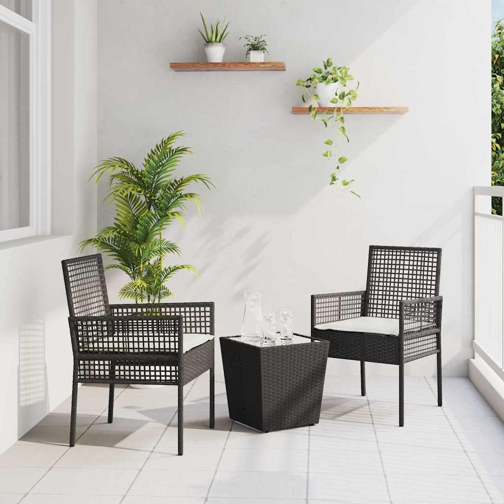 Tuin Bistro Set 3 st Zwart poly rattan is nu te koop bij PeponiXL, paradijselijk wonen!