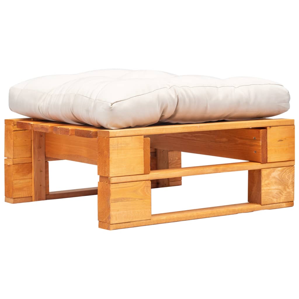 Tuinpoef met zandkleurig kussen pallet hout honingbruin is nu te koop bij PeponiXL, paradijselijk wonen!