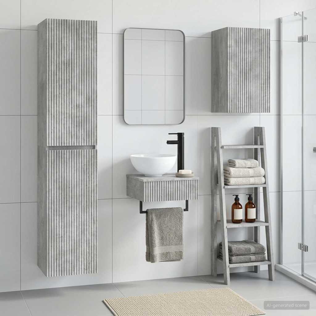 Badkamermeubelset 3 st Betongrijs 33 x 34,5 x 160 cm is nu te koop bij PeponiXL, paradijselijk wonen!
