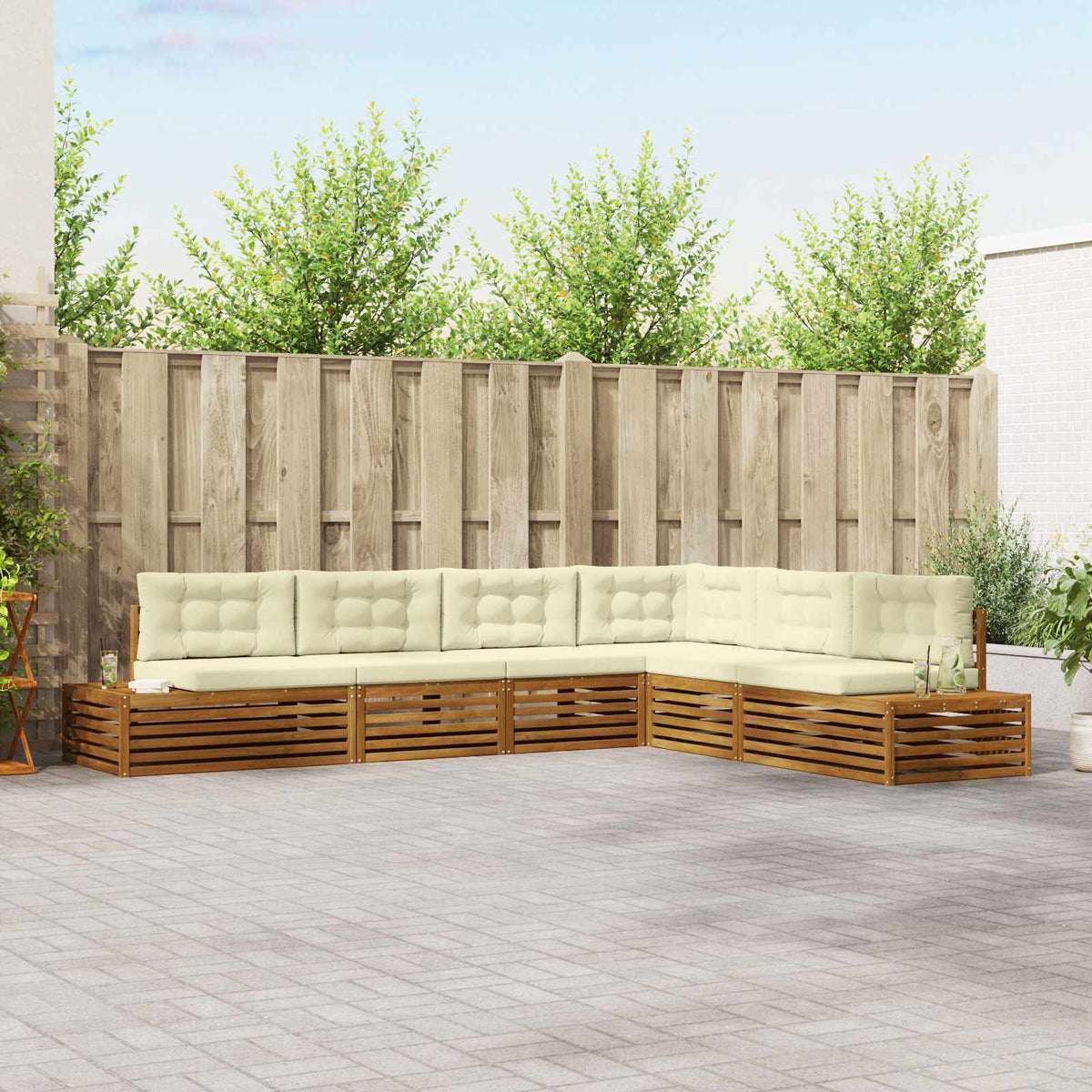 Buiten bankenset met kussen 6 Stuk Natuurlijk en Crème is nu te koop bij PeponiXL, paradijselijk wonen!