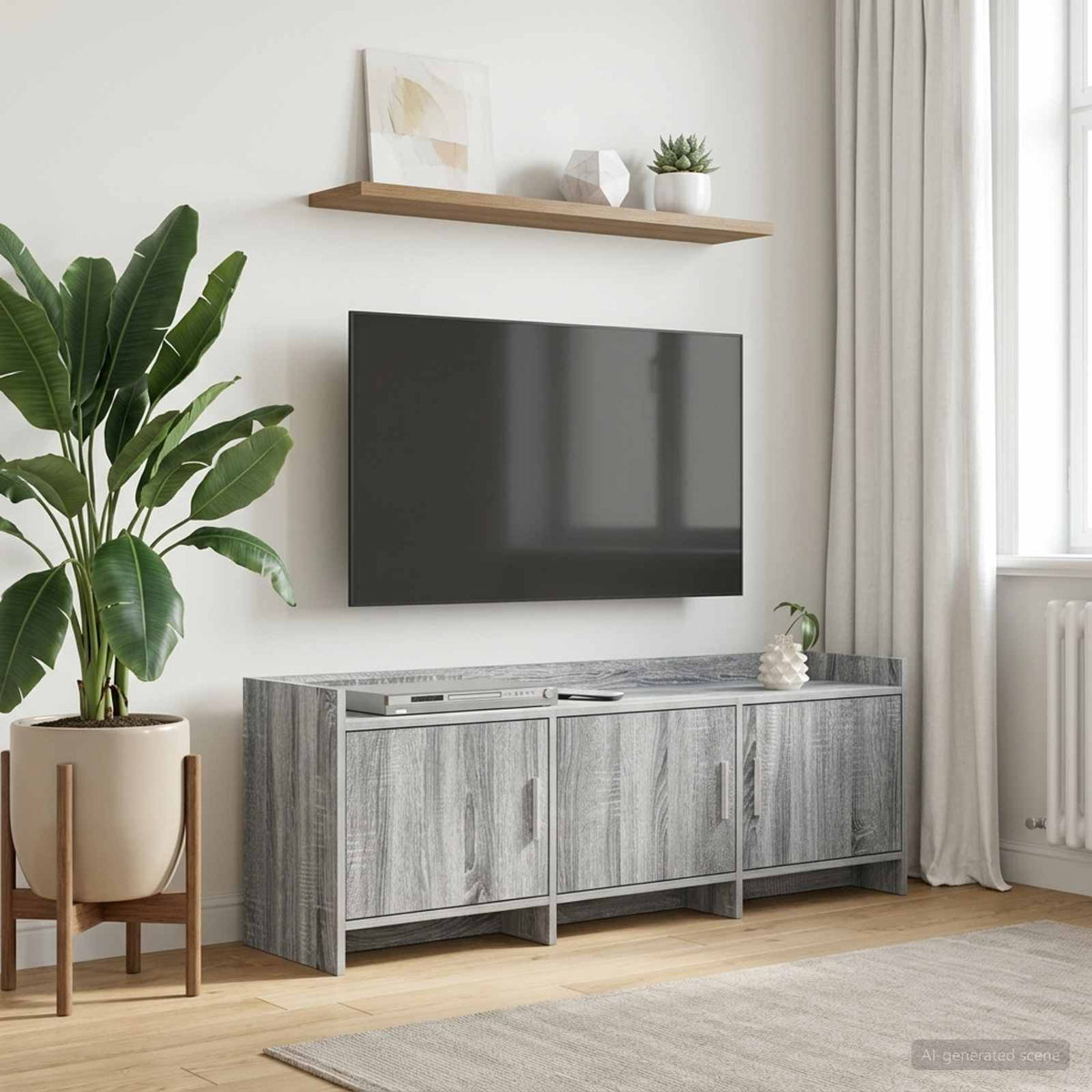 TV-kast 130 x 33 x 47 cm Grijs Sonoma Bewerkt hout is nu te koop bij PeponiXL, paradijselijk wonen!