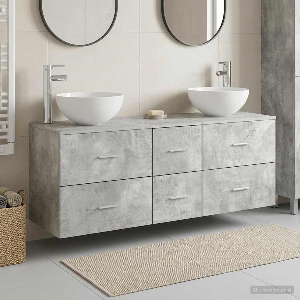 Badkamerkastenset 3 st Betongrijs 49,5 x 41 x 64,5 cm is nu te koop bij PeponiXL, paradijselijk wonen!