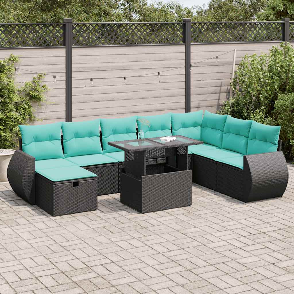 9-delige Loungeset met kussens poly rattan acacia grijs is nu te koop bij PeponiXL, paradijselijk wonen!