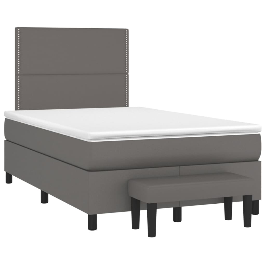 Boxspring met matras kunstleer grijs 120x190 cm is nu te koop bij PeponiXL, paradijselijk wonen!