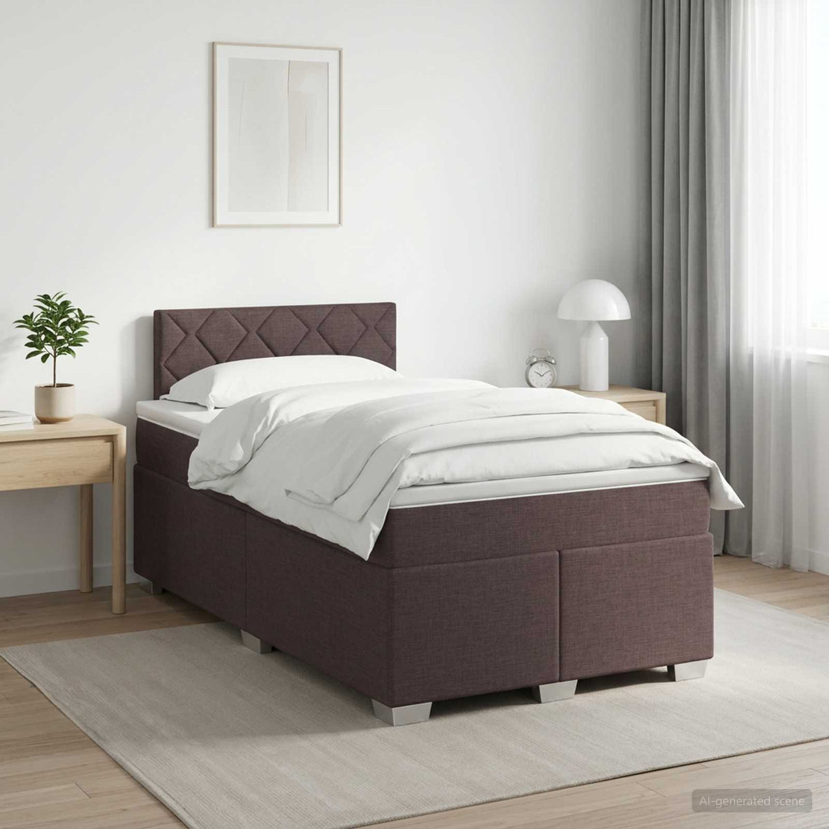 Boxspringbed met matras Donkerbruin 120 x 200 cm Stof is nu te koop bij PeponiXL, paradijselijk wonen!