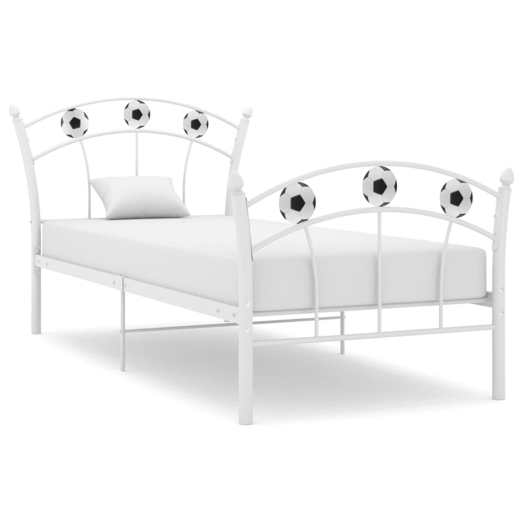 Bedframe met voetbaldesign metaal wit 90x200 cm is nu te koop bij PeponiXL, paradijselijk wonen!
