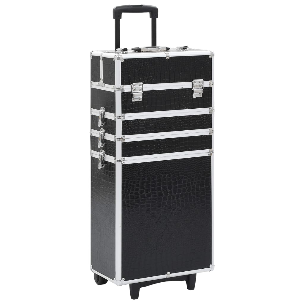 Make-up trolley aluminium zwart met krokodillenpatroon is nu te koop bij PeponiXL, paradijselijk wonen!
