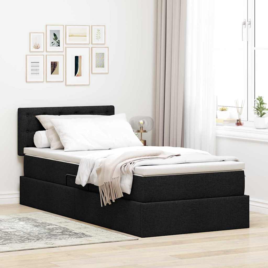 Opbergbed met matras met matras Zwart 90 x 200 cm Bewerkt hout is nu te koop bij PeponiXL, paradijselijk wonen!