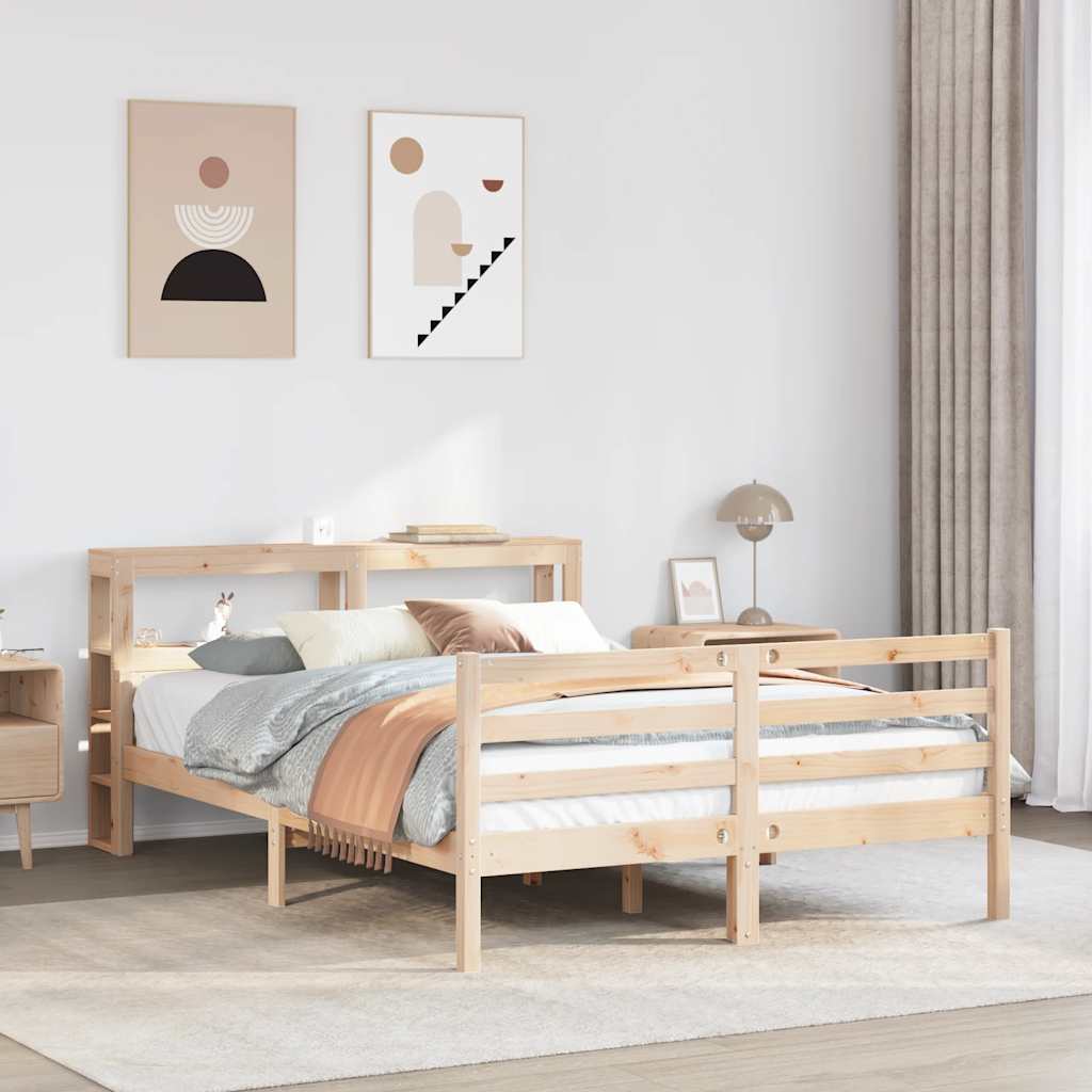 Bedframe met hoofdbord massief grenenhout 140x190 cm is nu te koop bij PeponiXL, paradijselijk wonen!