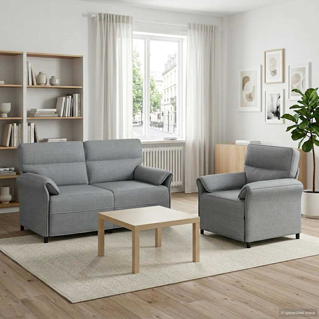 Bankstel 2 st Lichtgrijs Stof is nu te koop bij PeponiXL, paradijselijk wonen!