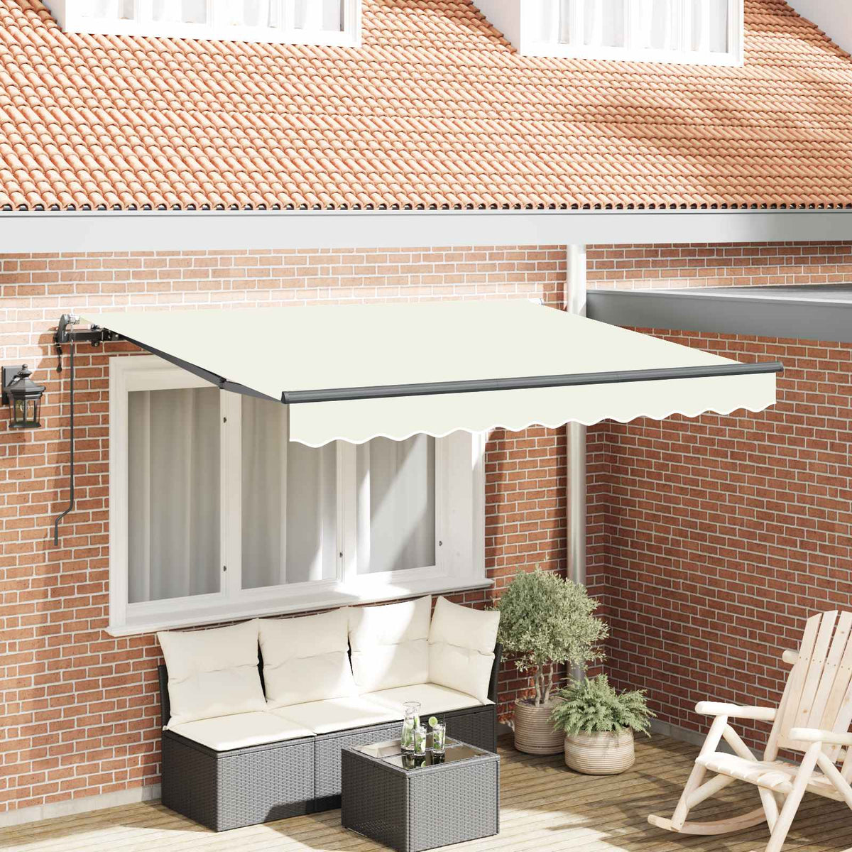Inklapbaar Zonnescherm Crème 300 x 200 cm Stof is nu te koop bij PeponiXL, paradijselijk wonen!
