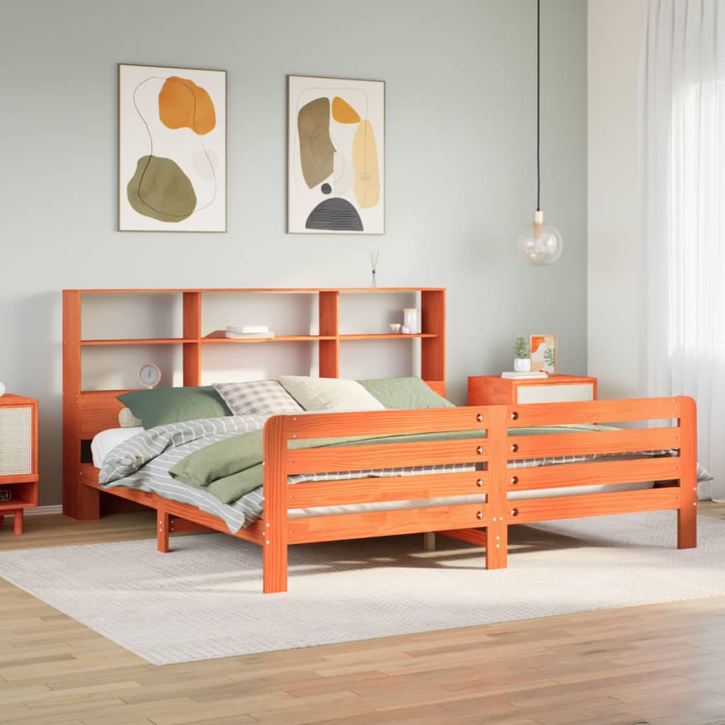 Bedframe zonder matras massief grenenhout wasbruin 200x200 cm is nu te koop bij PeponiXL, paradijselijk wonen!