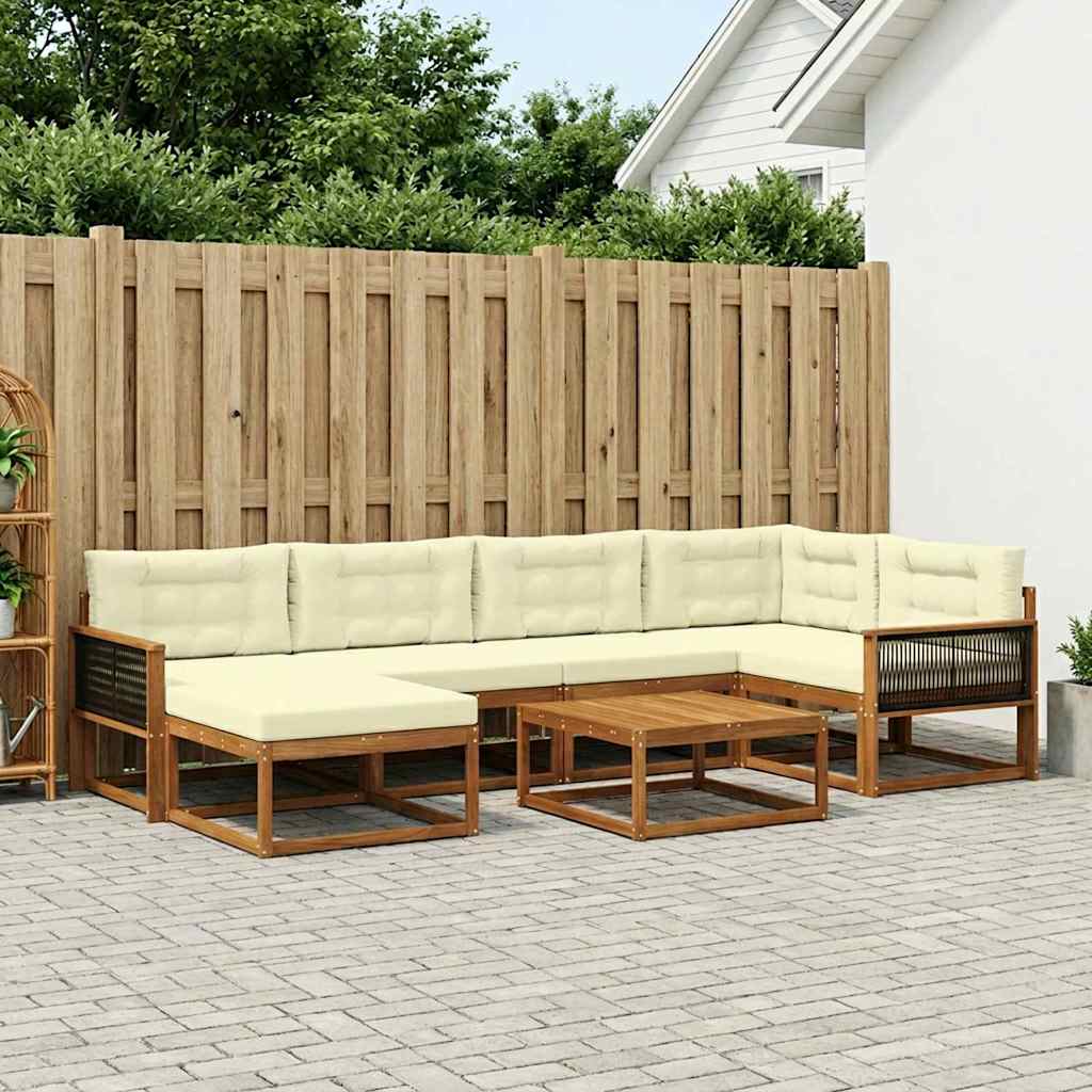 Buiten bankenset met kussen 7 pcs Natuurlijk en Crème is nu te koop bij PeponiXL, paradijselijk wonen!