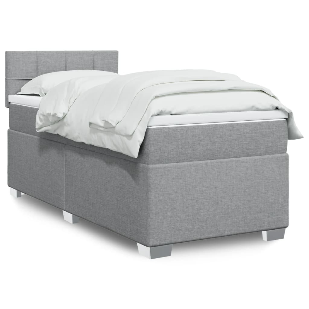 Boxspring met matras stof lichtgrijs 90x200 cm is nu te koop bij PeponiXL, paradijselijk wonen!