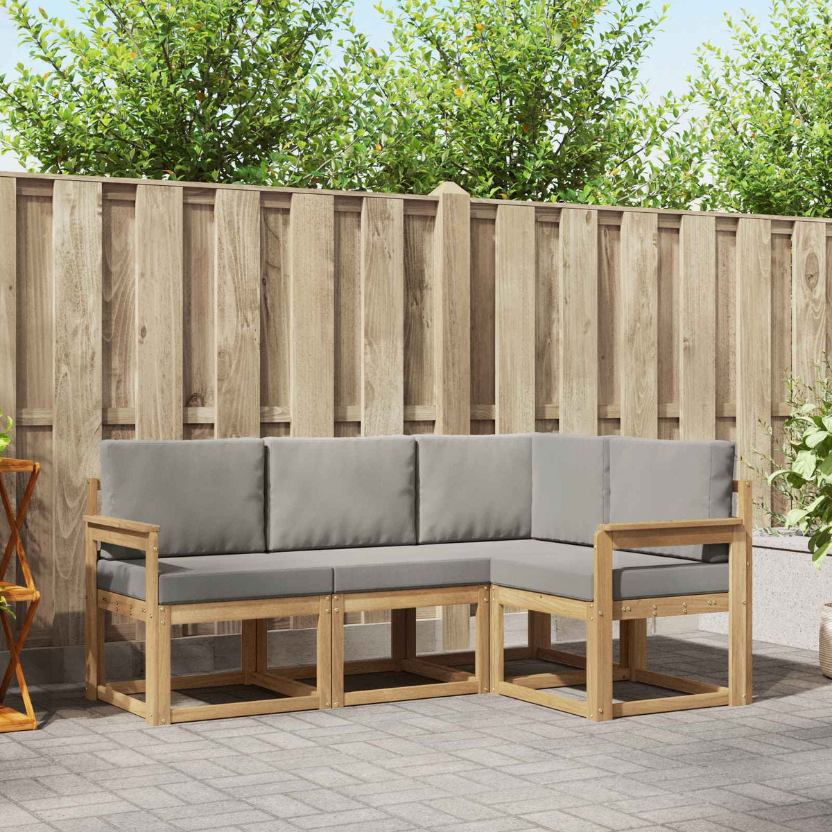 Buiten bankenset 4 pcs Wit en Lichtgrijs 187,5 x 128,5 x 73 cm is nu te koop bij PeponiXL, paradijselijk wonen!
