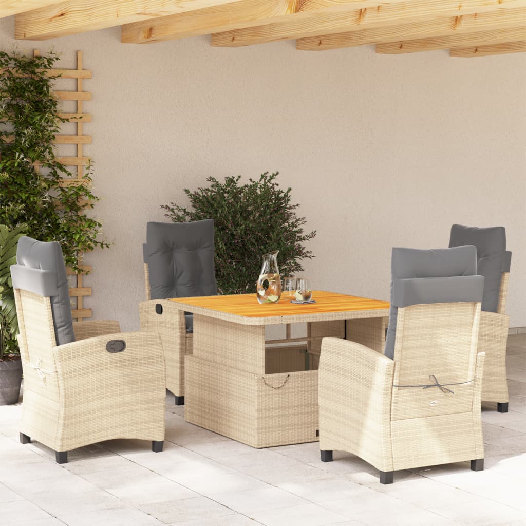 5-delige Tuinset met kussens poly rattan beige is nu te koop bij PeponiXL, paradijselijk wonen!